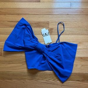 ZARA Blue Bow Crop Top